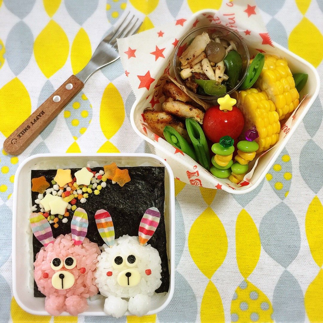 うさぎさんカップルの七夕弁当 お弁当パーク みんなで作るお弁当レシピサイト